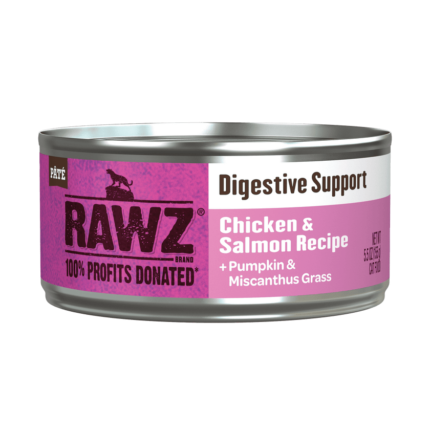 RAWZ Natural Wet Cat Food with Digestive Support - Chicken & Salmon Recipe, 5.5oz