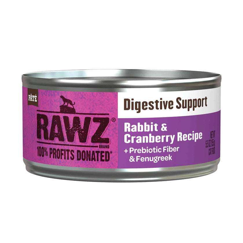RAWZ Natural Wet Cat Food with Digestive Support - Rabbit & Cranberry Recipe, 5.5oz