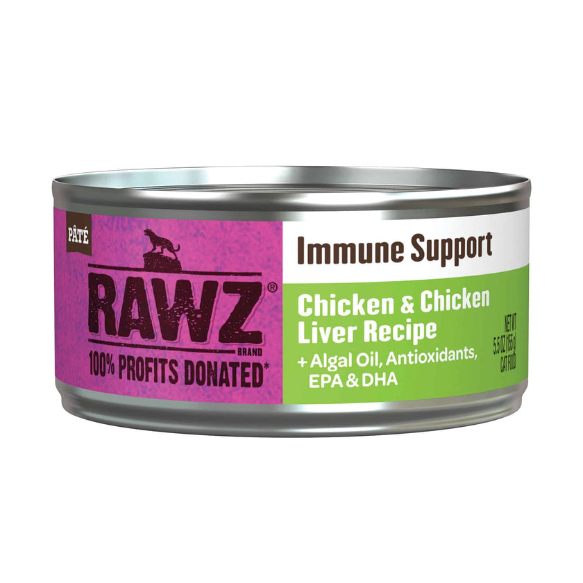 RAWZ Natural Wet Cat Food with Immune Support - Chicken & Chicken Liver Recipe, 5.5oz