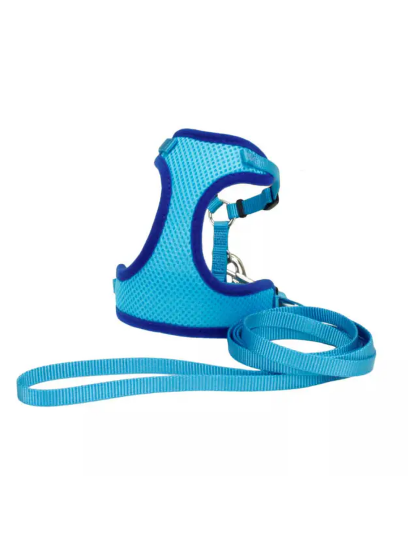 Coastal Comfort Soft Adjustable Cat Harness with 6' Leash - Blue Lagoon -X-Small