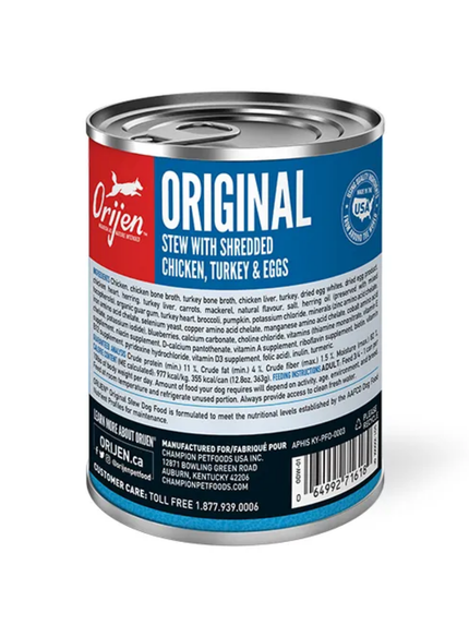 Orijen Original Stew Wet Dog Food - Chicken, Turkey & Egg High-Protein Grain-Free Recipe - 12.8oz (363g)