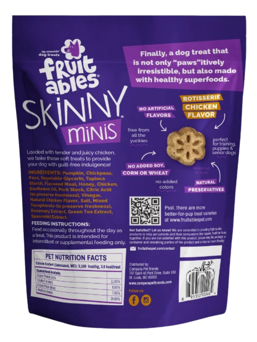 Fruitables® Skinny Minis® - Rotisserie Chicken Flavor - Low Calorie Dog Treat - 5oz
