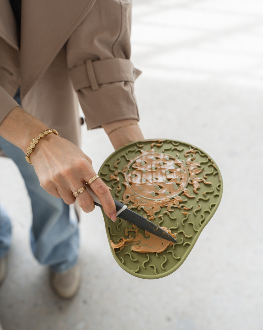 Peanut butter on mat