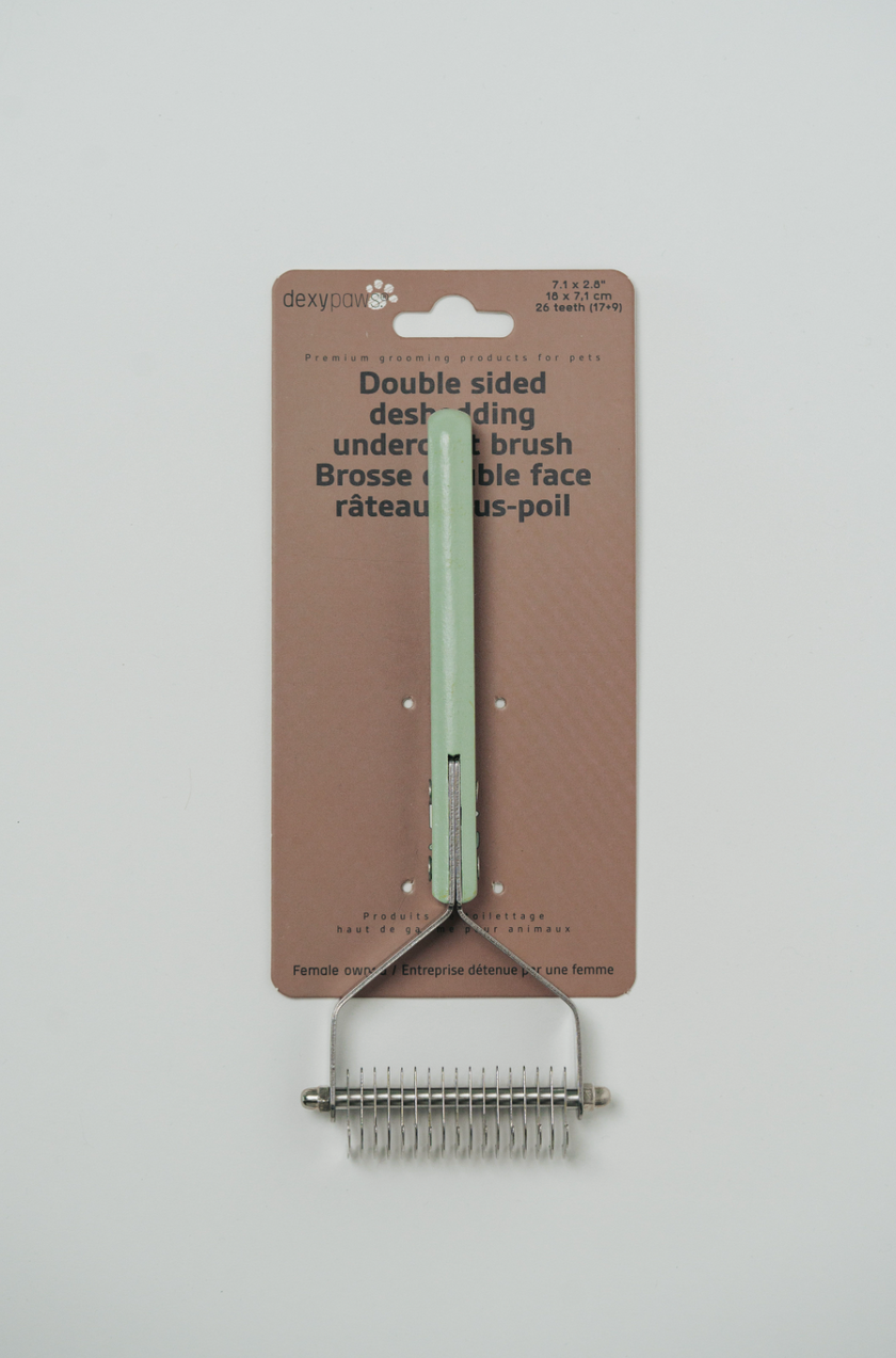 Dexypaws - Double-Sided Metallic Deshedding Undercoat Brush For Pets