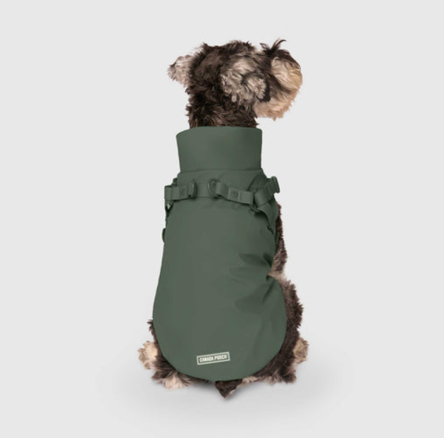 Canada Pooch - Harness Raincoat - Forest Green - Size 16