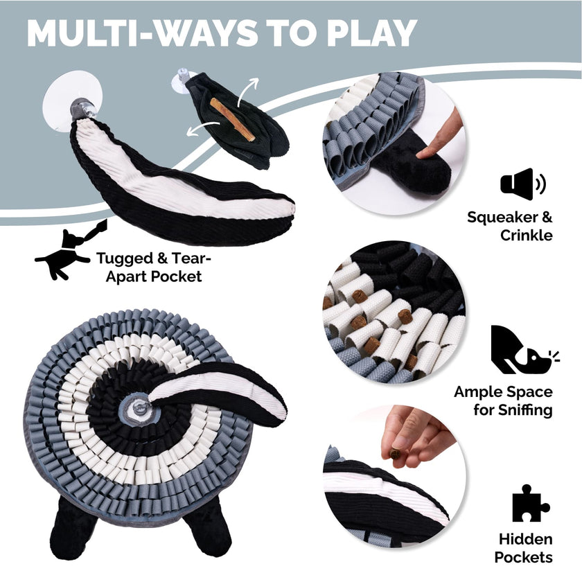 PoPupJoys - Hide & Seek Snuffle Mat + Puzzle Toy - Skunk