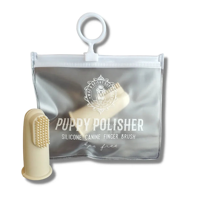 Wag & Bright Puppy Polisher Finger Brush & Zip Travel Case
