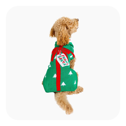 Pet Obsession - Grey Polka-Dot Christmas Tree Knit Sweater Dog - Size Small