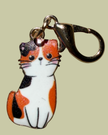 Cat Enamel Keychain Charm - Sitting Cats Collection - Calico