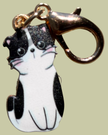Cat Enamel Keychain Charm - Sitting Cats Collection - Tuxedo
