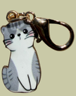 Cat Enamel Keychain Charm - Sitting Cats Collection - Grey Tabby 