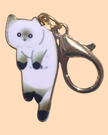 Cat Enamel Keychain Charm - Sitting Cats Collection - White Tabby 