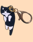Cat Enamel Keychain Charm - Sitting Cats Collection - Tuxedo 