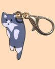 Cat Enamel Keychain Charm - Sitting Cats Collection - Grey Tabby 