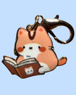 Cat Enamel Keychain Charm - Reading Cats Collection - Ginger Tabby