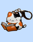 Cat Enamel Keychain Charm - Reading Cats Collection - Calico 