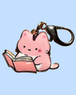 Cat Enamel Keychain Charm - Reading Cats Collection - Pink