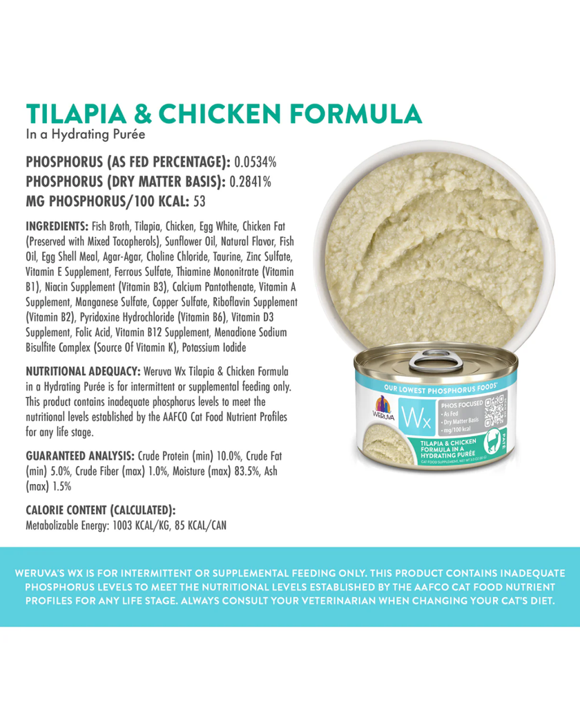 Weruva Wx Phos Focused - Chicken & Tilapia Formula Hydrating Puree (3oz)