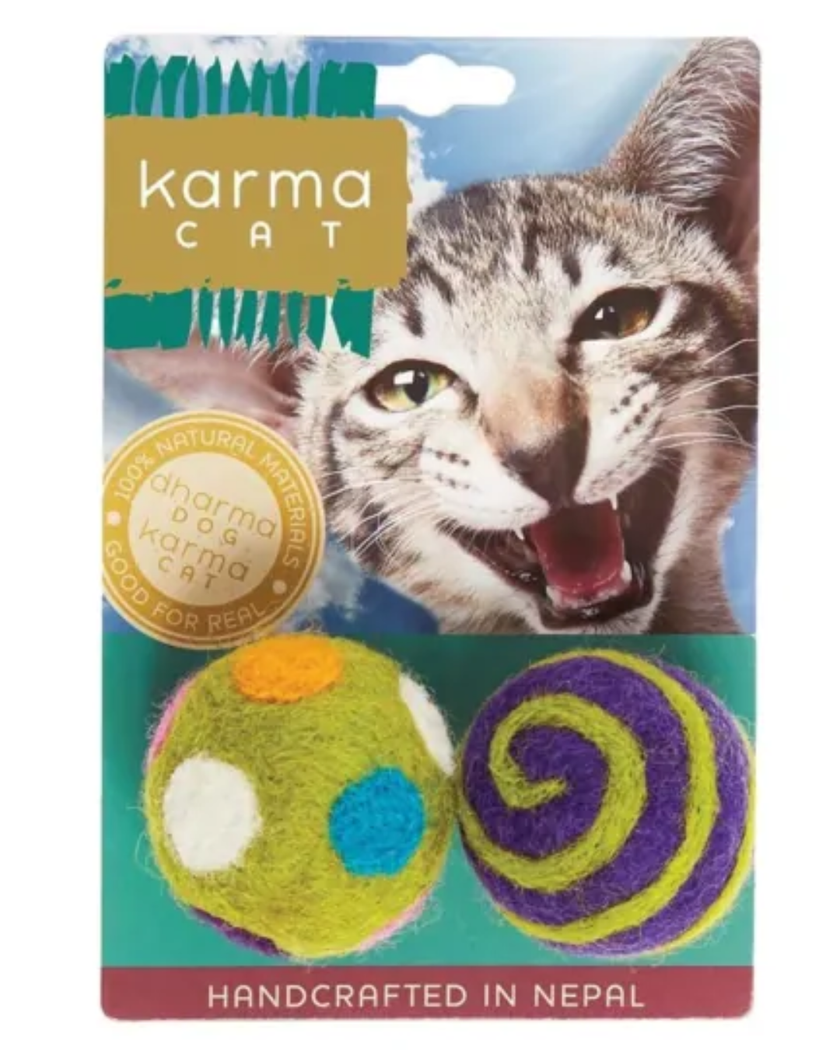 KARMA CAT – 2 Pack of 1.5″ Wool Felt Balls Assorted