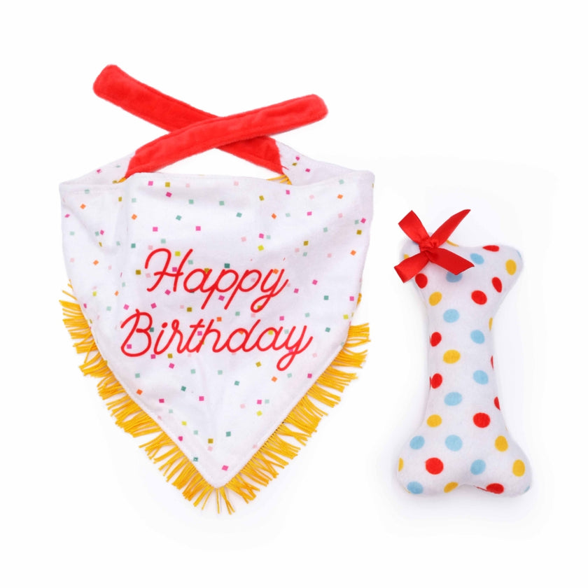 ZippyPaws Birthday Bandana & Bone