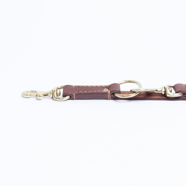 Angel Pet Supplies - Leather & Brass Multi-Function 7ft Leash - Brown