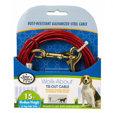 Four Paws - Tie-Out Cable Medium Weight Red 15'