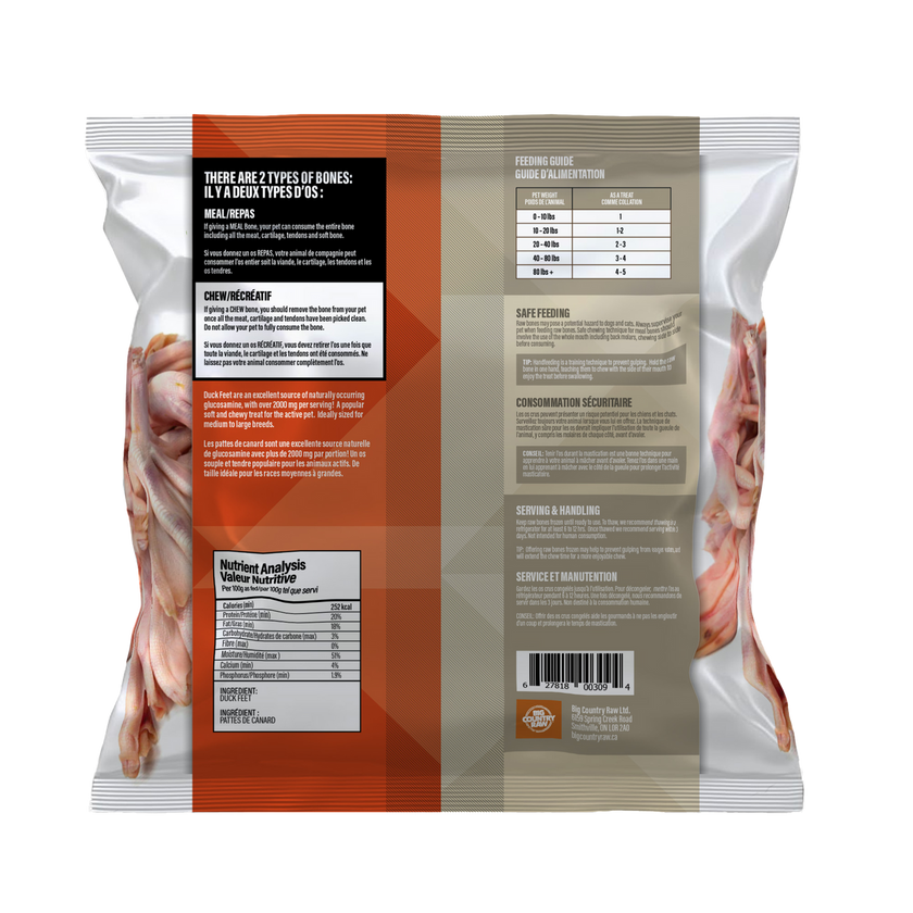Big Country Raw - Frozen Duck Feet (1lb)