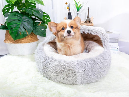 PetPals Igloo Shag Fur Pet Bed with Hood