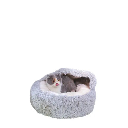 PetPals Igloo Shag Fur Pet Bed with Hood