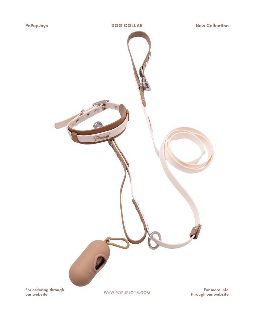PoPupJoys DUO Premium - Waterproof Dog Collar - Off-White, Large