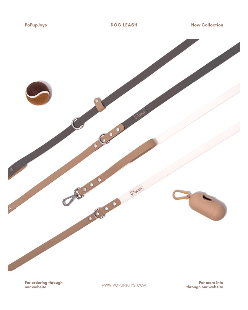 PoPupJoys DUO Lite - Convertible Waterproof Dog Leash - Off-White, Medium