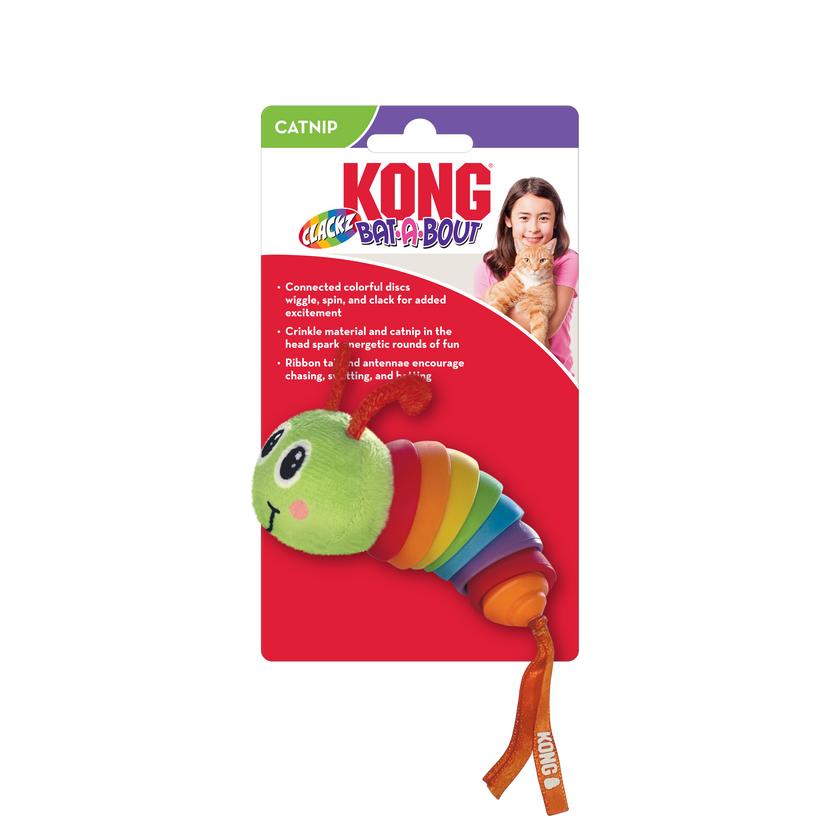 KONG for Cats Bat-A-Bout Clackz Caterpillar