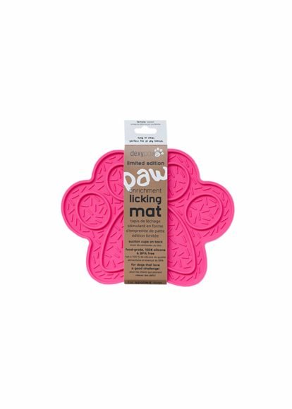 Dexypaws Pink Paw Shaped Licking Mat for Cats and Dogs