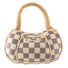 Checker Chewy Vuiton Handbag Squeaker Dog Toy - Small