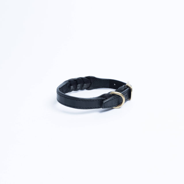 Angel Pet Supplies - Leather Braided Collar - Black