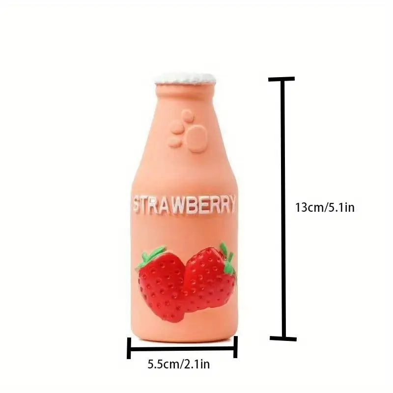 Strawberry Milk Squeaky Dog Toy