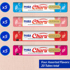 INABA Churu Purées Tuna Seafood Variety Pack Lickable Cat Treats - 20 Pack