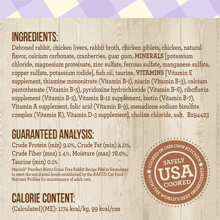 Merrick Purrfect Bistro Grain Free Cat Rabbit Recipe Pate