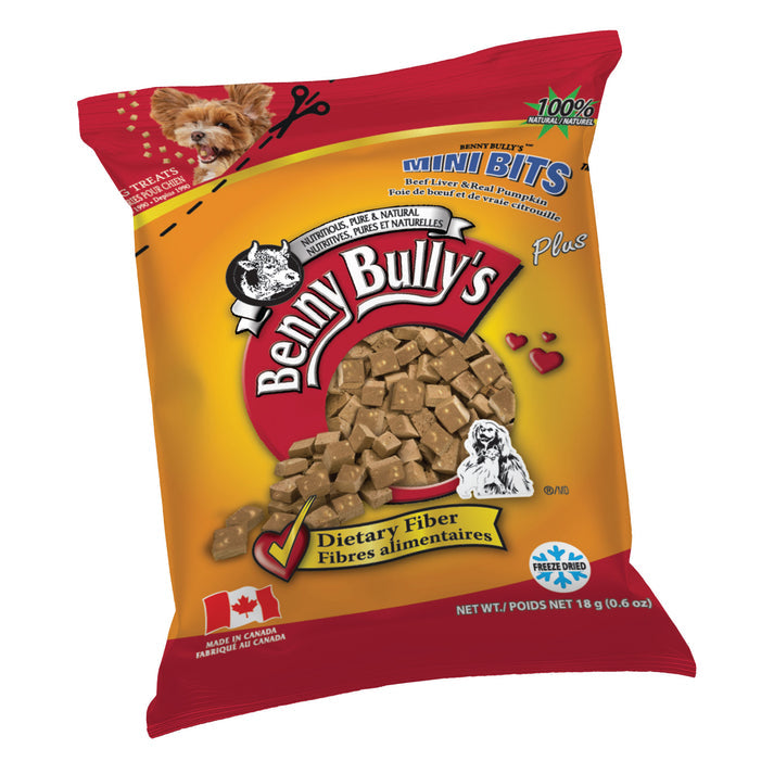 Benny Bully's Dog & Cat Treats - Mini Bits Mini Bag, Beef Liver & Pumpkin Bites (18g)
