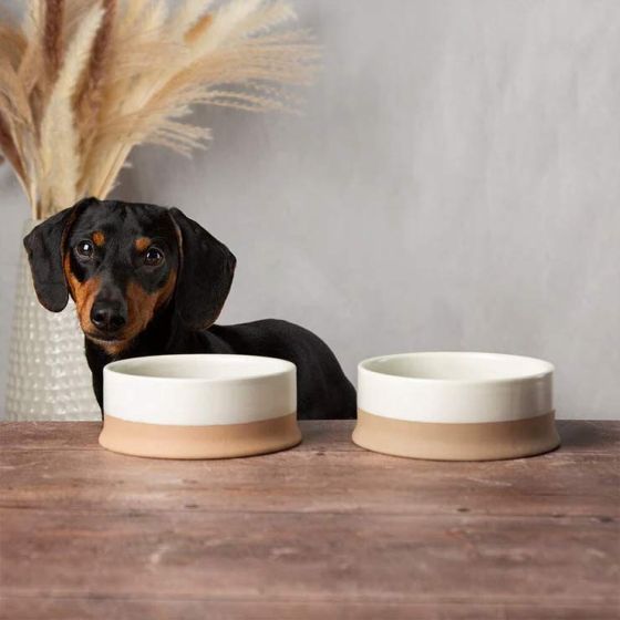 Scandi Non-Tip Pet Bowl - Cream - 0.5L (16cm/6.25in)