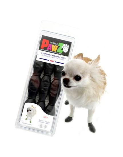 PawZ Rubber Dog Boots - Black - Size Tiny