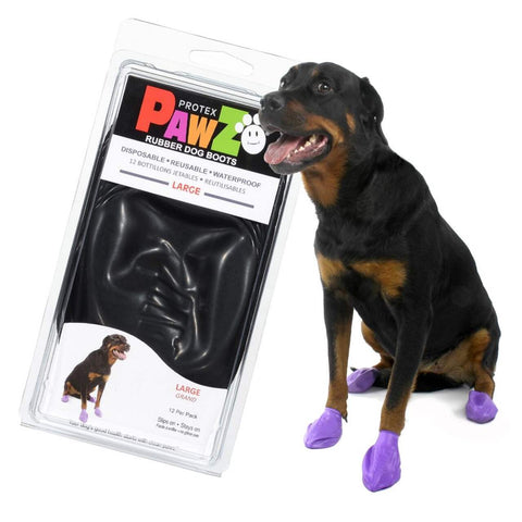 PawZ Rubber Dog Boots - Black - Size Large