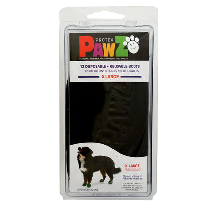 PawZ Rubber Dog Boots - Black - Size XLarge