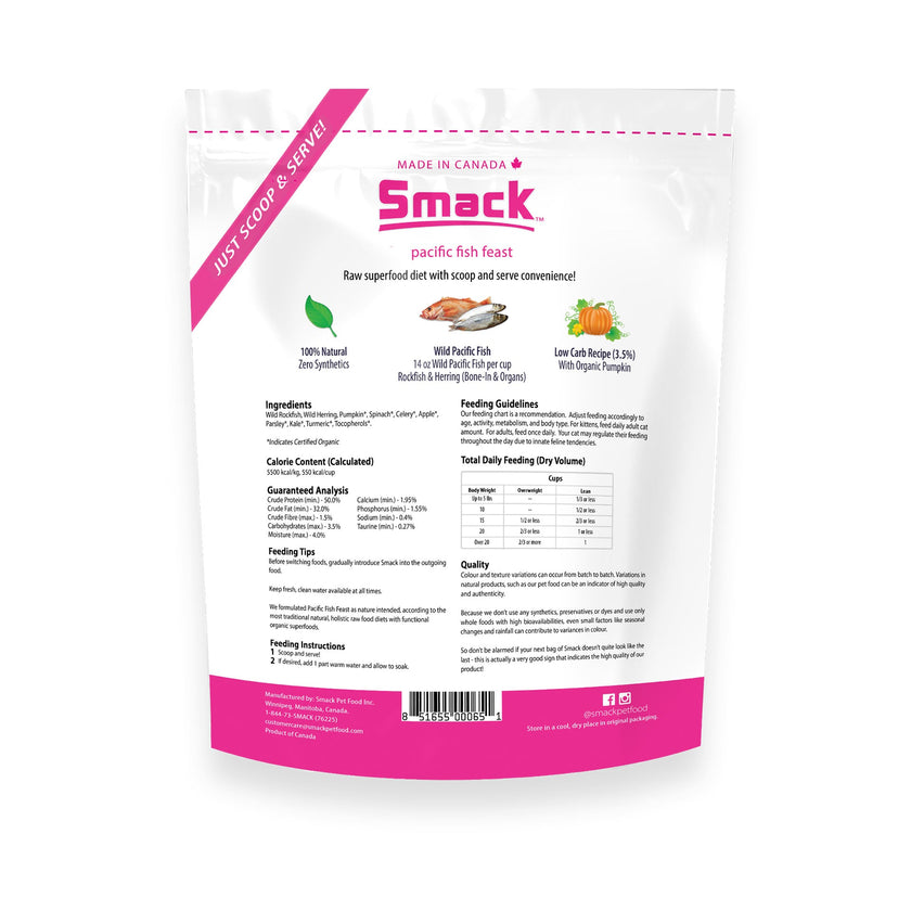Smack Raw Dehydrated Cat Food Pacific Fish Feast