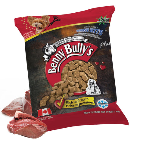 Benny Bully's Dog & Cat Mini Bits - Mini Bag - Beef Liver & Beef Heart Treats - 18g