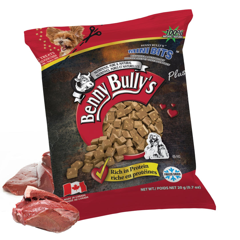 Benny Bully's Dog & Cat Treats - Mini Bits Mini Bag, Beef Liver & Beef Heart (18g)