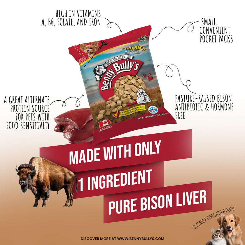 Benny Bully's Dog & Cat Treats - Mini Bits Mini Bag, Bison Liver (18g)