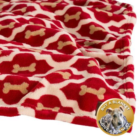Tall Tails - Red Bone Blanket Small - Red & Cream (20