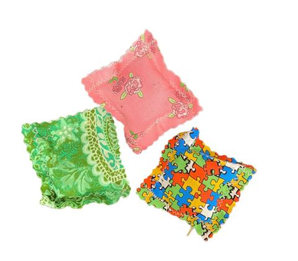 Variety of Benko Pet Foods catnip pillows in different colors and patterns, designed for hours of feline entertainment.