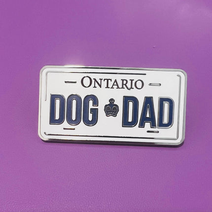 License Plate Dog Dad Pin - Silver